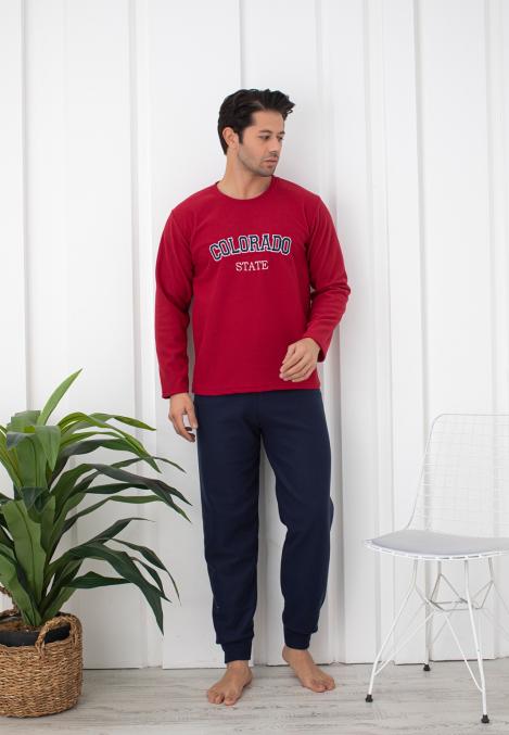 Pijama Barbat POLAR , Culoare Rosu ,Engros